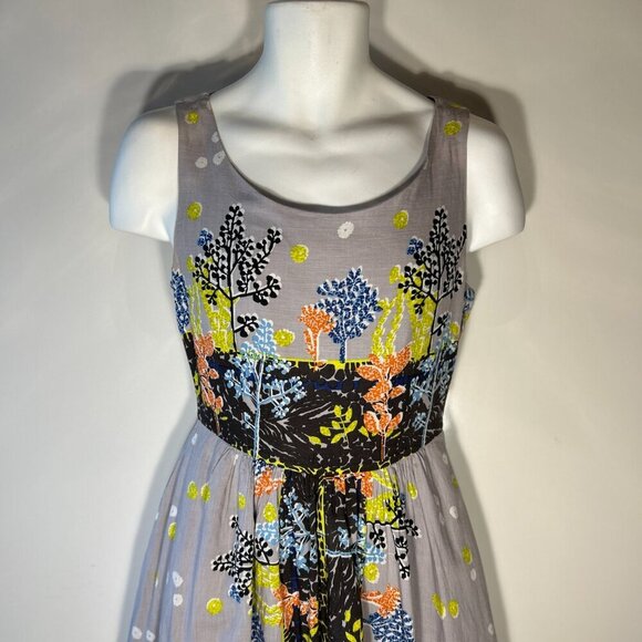 Frock Shop SZ M Light Gray Print Dress 60"s Feminine Art to Wear Vintage - Picture 2 of 7